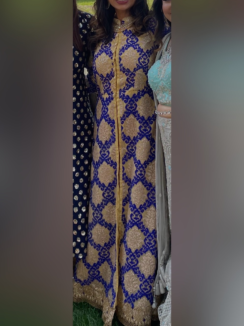 Salwar Kameez by Salwar Kameez - Royal Blue and Gold Embroidered Long Kurta - Picture 3 of 7